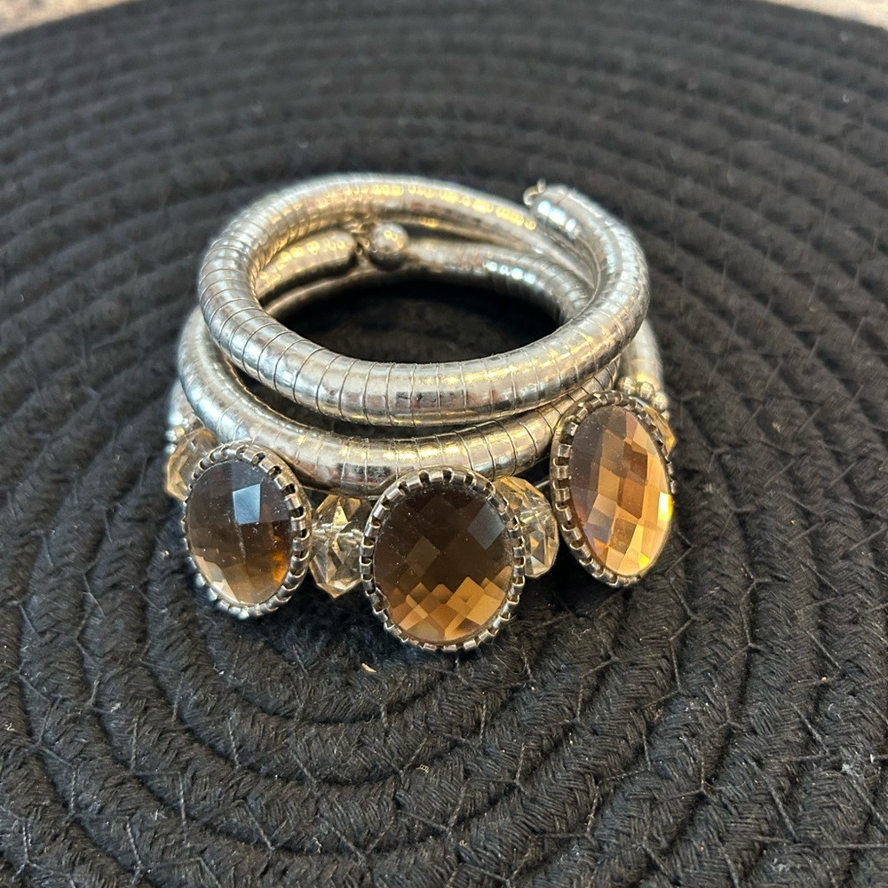 Gorgeous Silver and Bronze stones spiral bracelet❤️